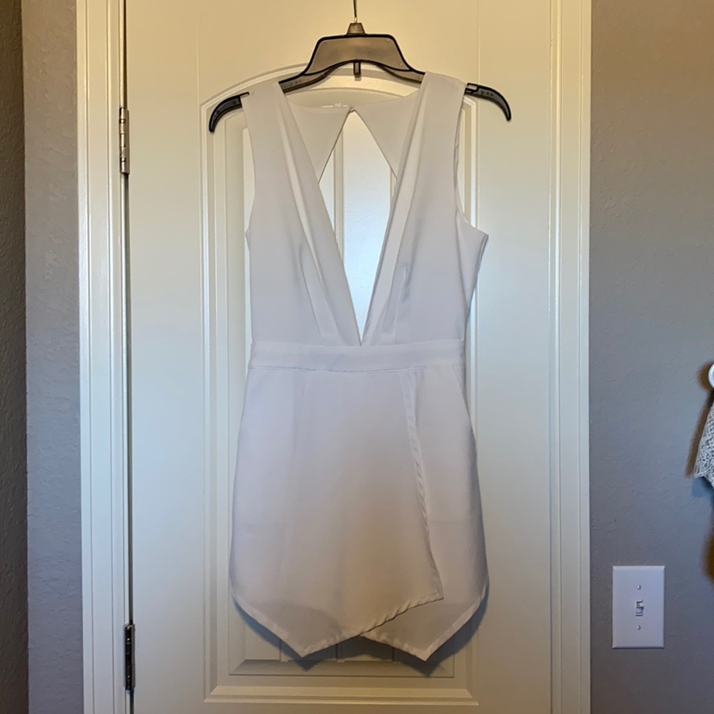 Open back white romper